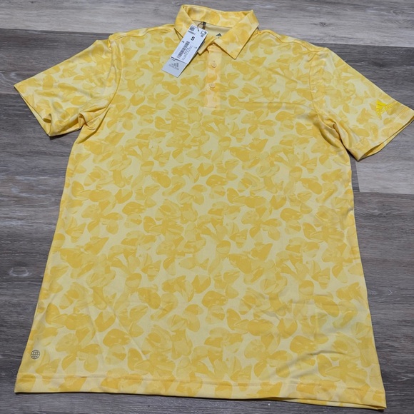Adidas Men's Bright Yellow Patterned Polo - Picture 1 of 4
